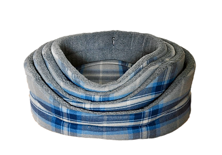 Oval Dog Basket Grey Fleece Pet Bed-St Ives Check-4 sizes