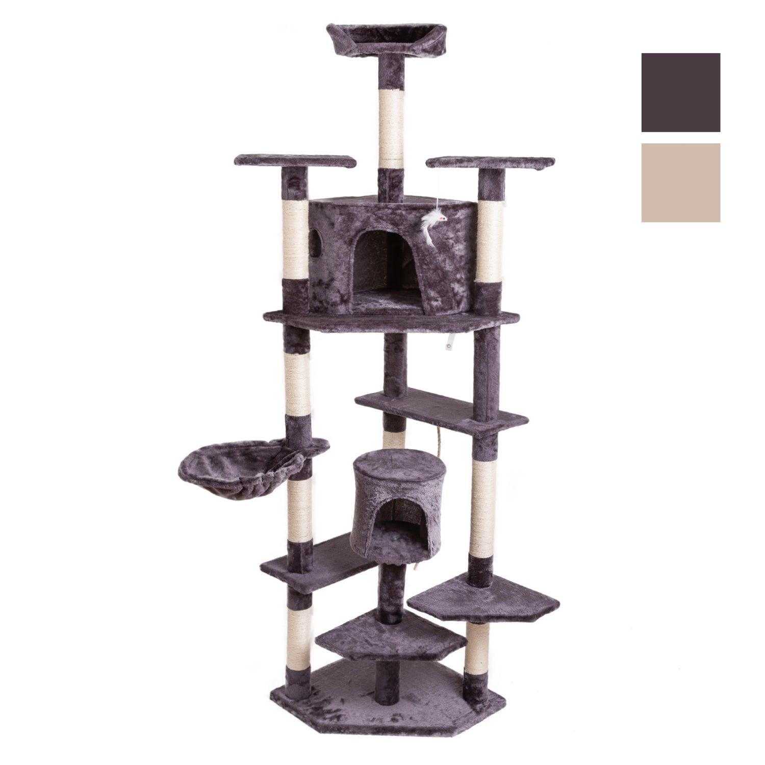 FEANDREA Cat Tree, Cat Condo with Hammock, 143 cm, Light Grey PCT161W01